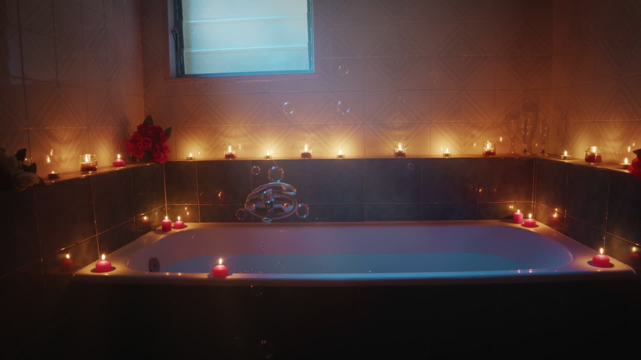 욕조 의 만적 인 분위기