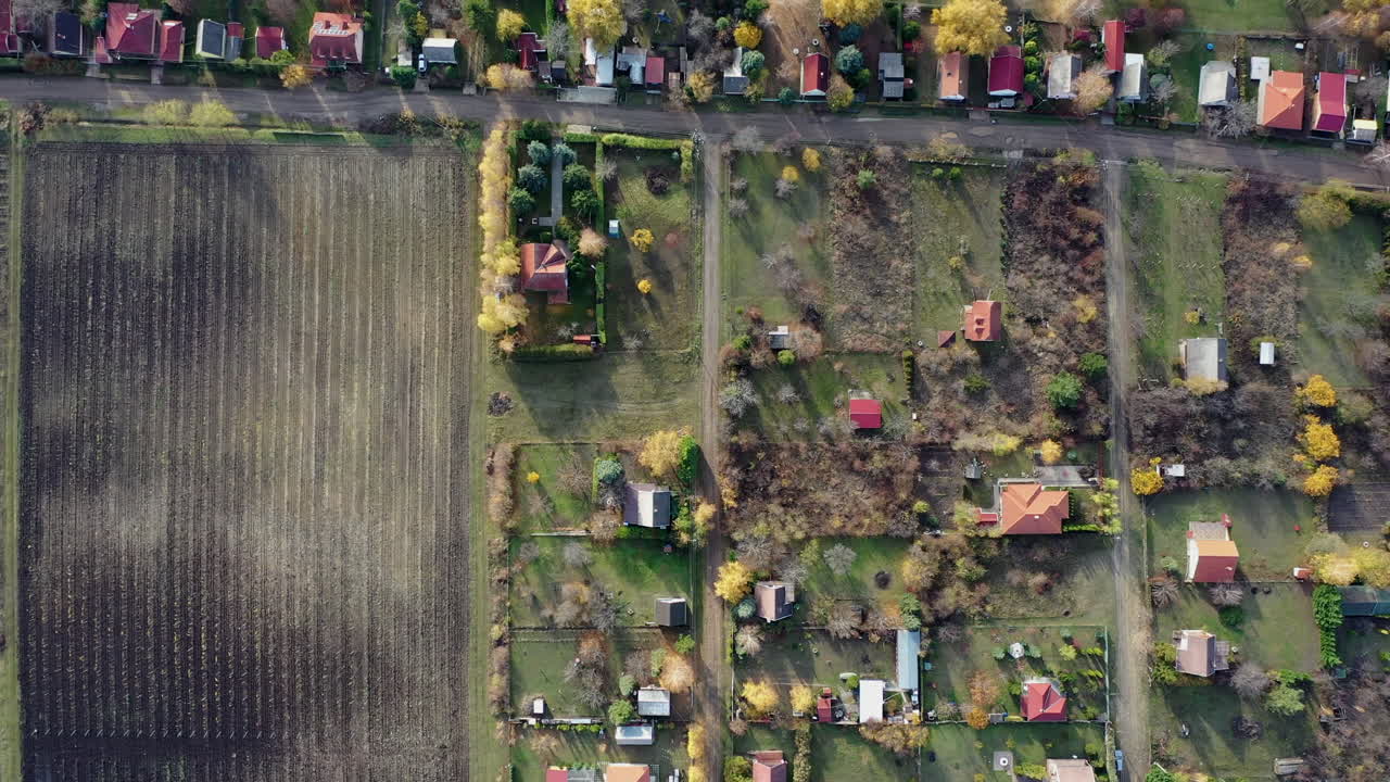Small village and farmland right by the lake. Beautiful autumn colors