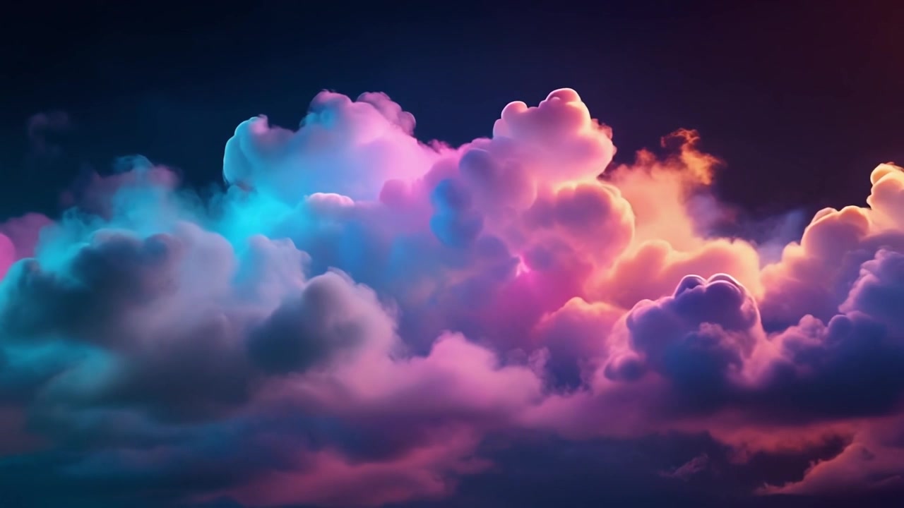 Abstract Clouds With Vibrant Neon Pink and Blue Lighting
