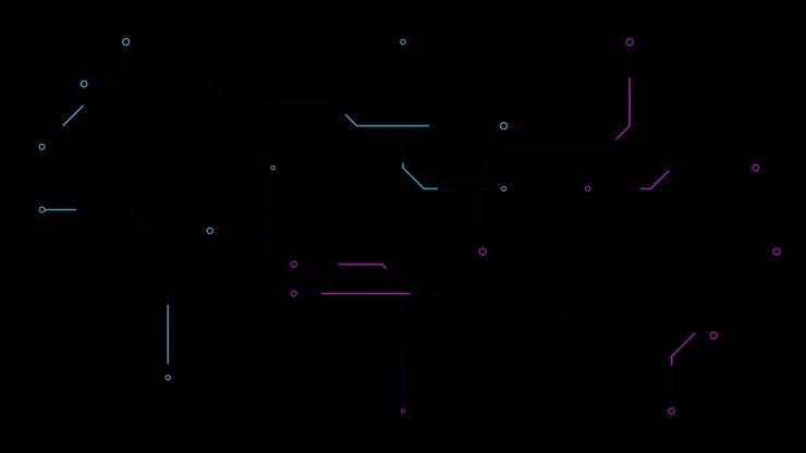 Abstract Digital Circuit Board Animation with Glowing Lines
