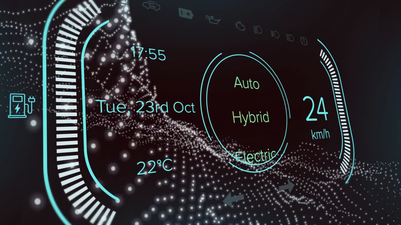 Cluster displaying acceleration on throttle to show speed rising or falling, selector cycling modes