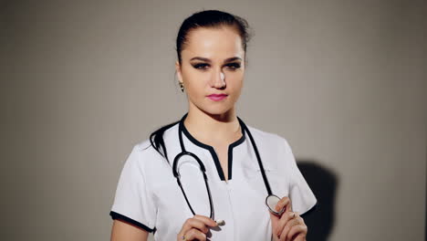 female doctor holding a stethoscope. concept healthcare.