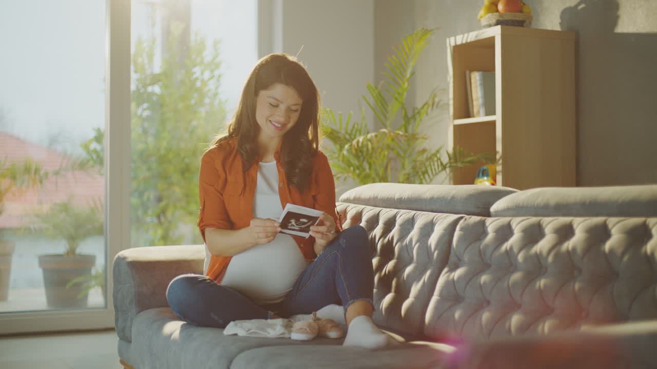 Pregnant Woman Looking at Ultrasound
