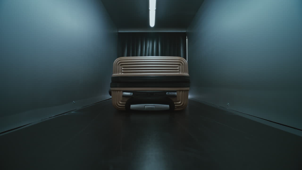 공항 컨베이어 벨트 에 있는 가방