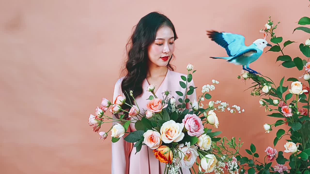 꽃과 새를 가진 여자