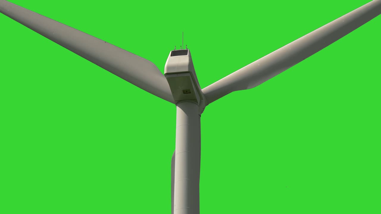 대안 에너지 풍력 터빈은 녹색 배경으로 크로마 키를 표시합니다.
