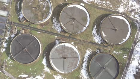 wastewater plant, aerial view. cleaning, purification and filtration of sewage water