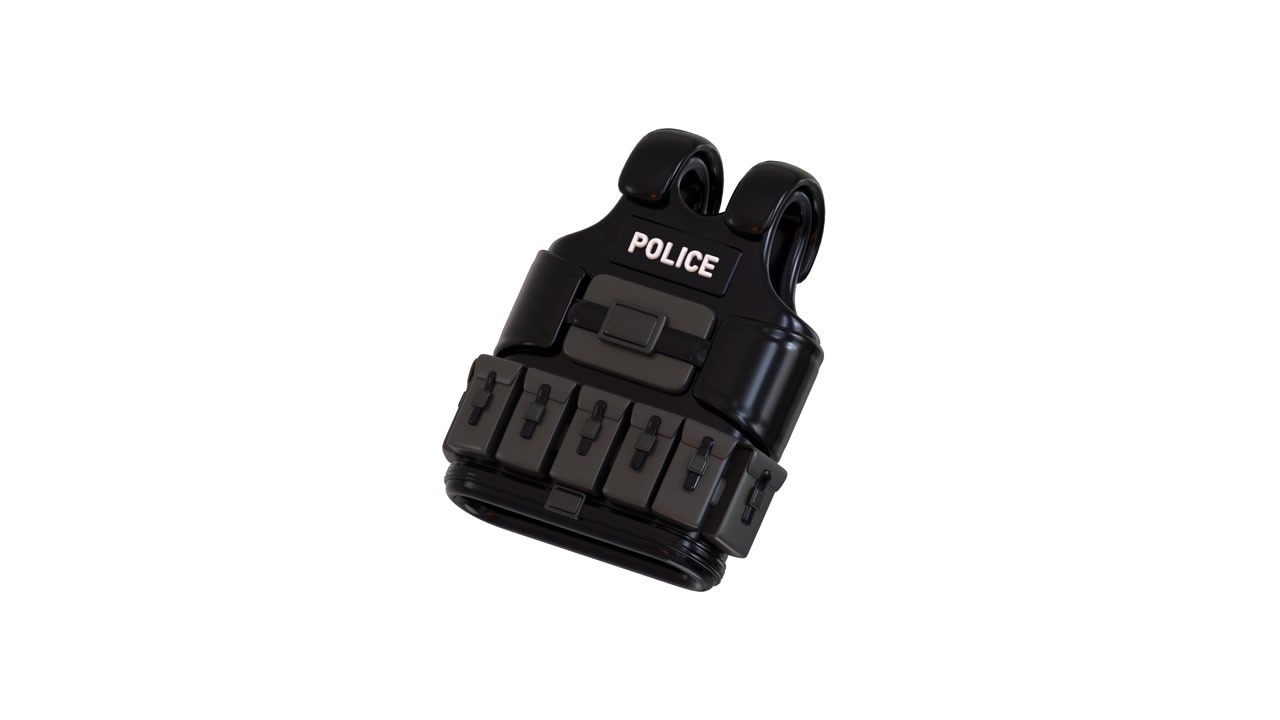 Gilet tattico nero della polizia isolato su sfondo bianco