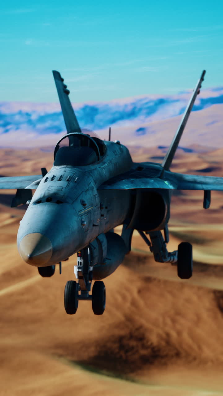 avión militar en vuelo sobre un paisaje desértico