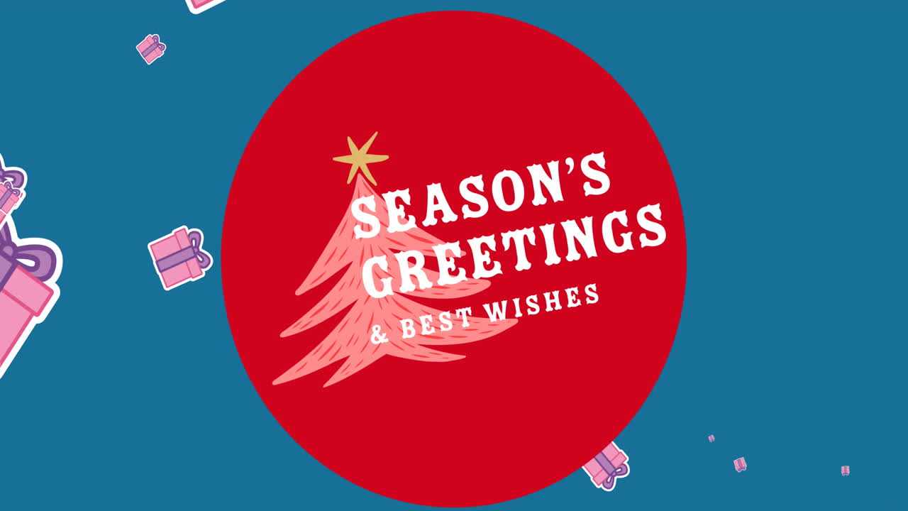 animación de felicitaciones de navidad texto sobre el patrón de navidad sobre fondo azul