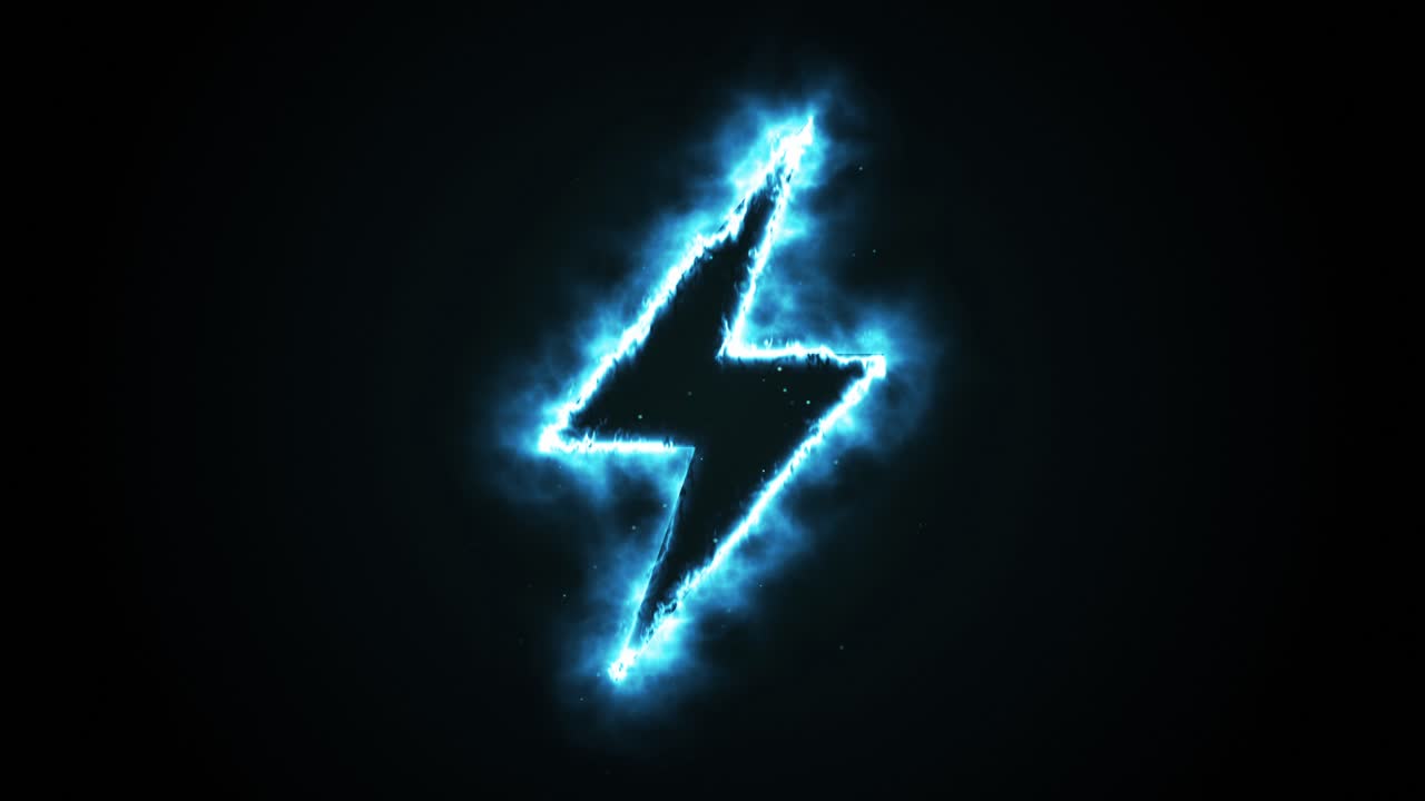 Glowing Blue Lightning Symbol