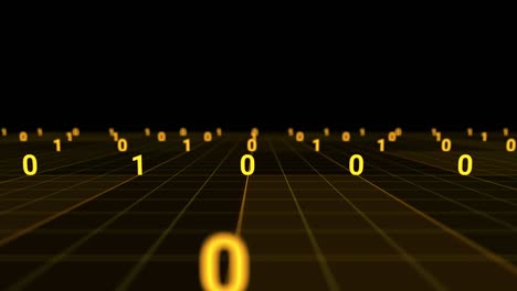 digital technology big data and binary code running on grid line. dolly shot and seamless loop of distancing digits. render digital farm data and communication on network technology.