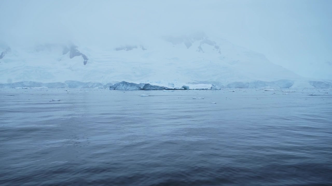 Winter Ocean Seascape in Antarctica Iceberg Mountains and Sea, Beautiful Dramatic Blue Coastal Landscape Scenery and Landscape on Antarctic Peninsula Coast, Icy Winter Sea Scene