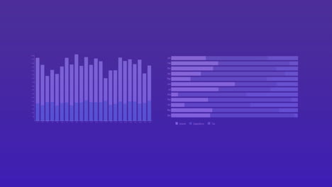 Animation-of-statistical-data-processing-against-blue-background