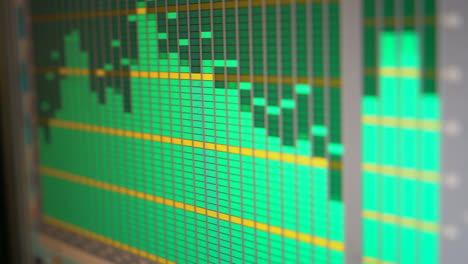 Audio waves on a computer screen. Voice recording for music. Recording studio or radio