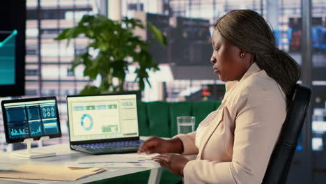 businesswoman working in modern office