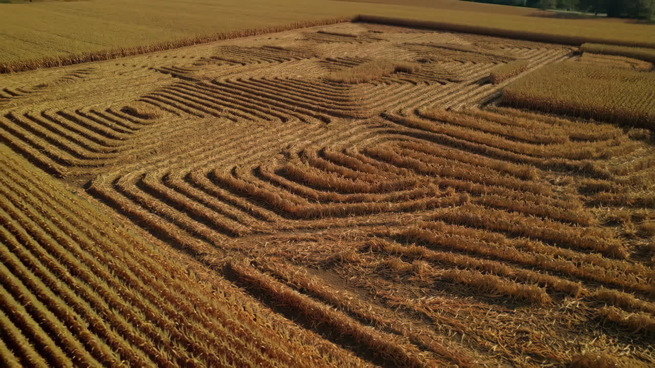 Aerial View of an Intricate Crop Maze or Field Art