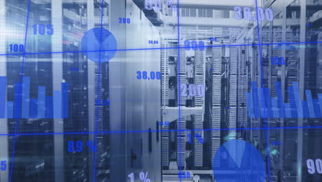 animación del procesamiento de datos a través de servidores informáticos