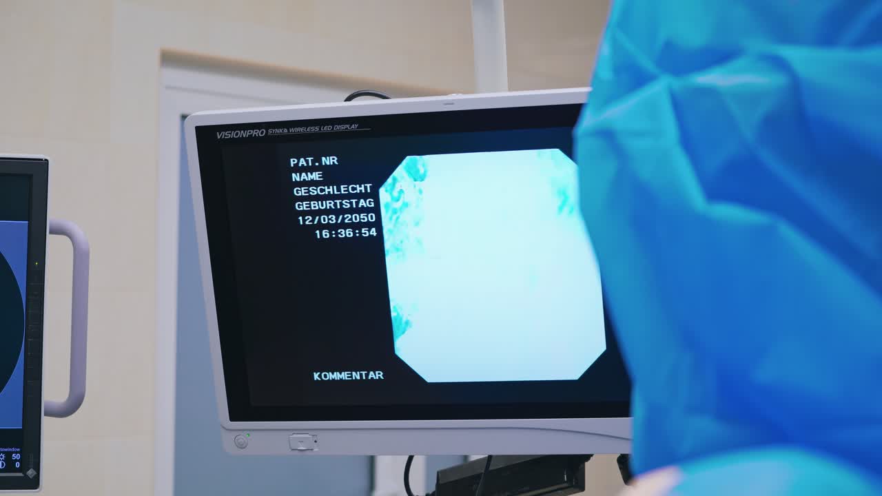 Monitor in operating theater. Monitoring of patient during surgery in hospital