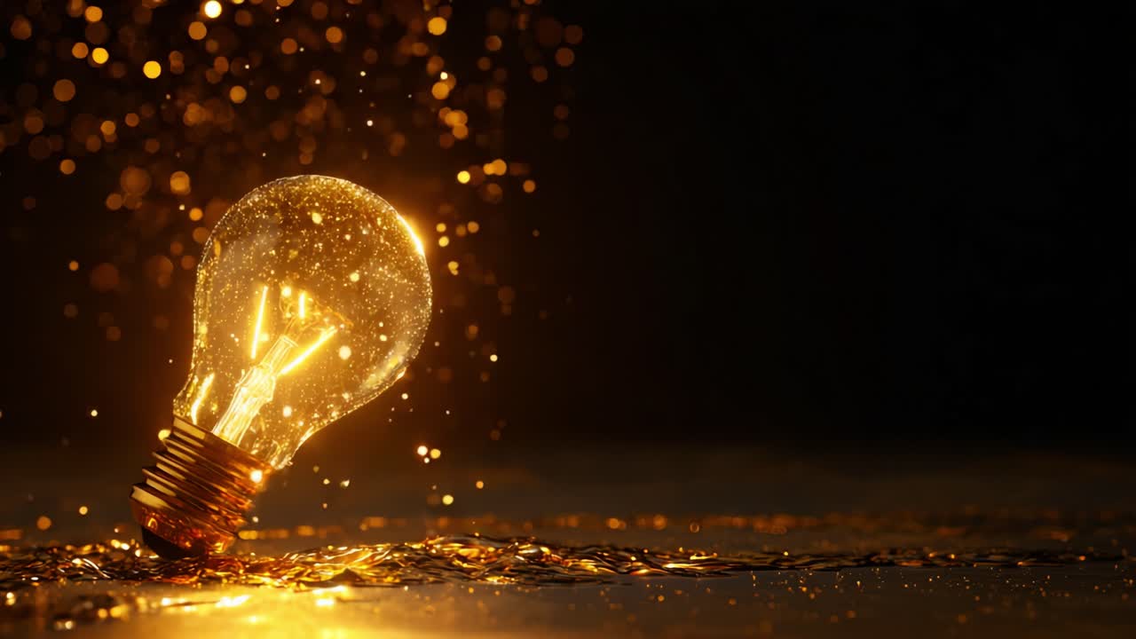 A Captivating Light Bulb Surrounded by a Mysterious Sparkling Glow, Representing Innovation and Ideas Illuminated in a Dark Environment
