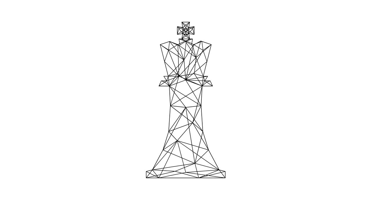 추상적인 체스 와이어 프레임 다각형 검은색 프레임 구조, 비즈니스 전략 개념 디자인, 색 배경에 고립 된 일러스트레이션, 코피 스페이스와 함께 4k 원활한 루핑 애니메이션