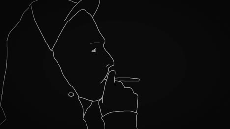dibujo de perfil de una mujer fumadora