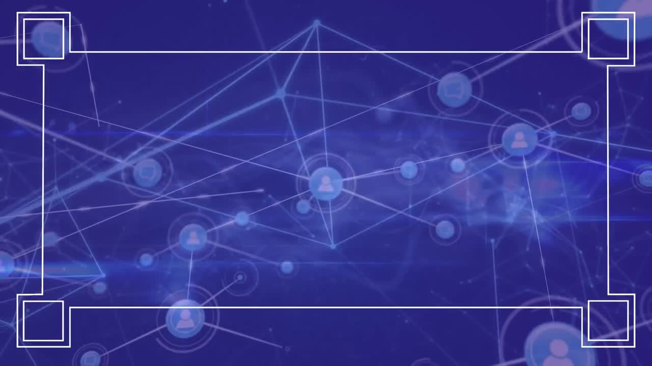animación del procesamiento de datos sobre un fondo azul