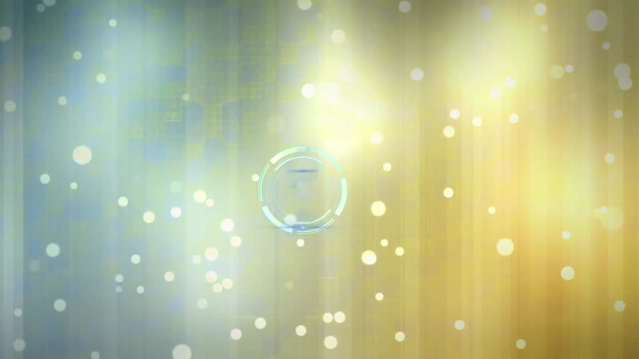 회전하는 원형 스캐너의 애니메이션, 회색과 노란색 빛  ⁇  위에 빛 반점이 있습니다.