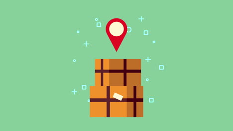 boxes and pin location delivery service animation