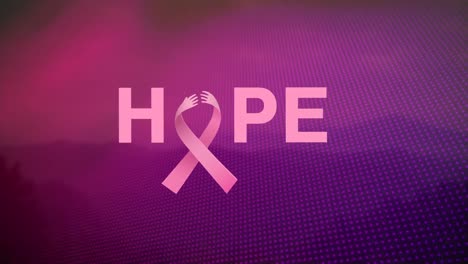 animation of blue ribbon and hope text over colorful background