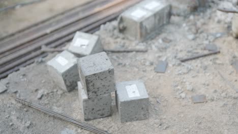 concrete cubes. samples of hardened concrete for laboratory tests.