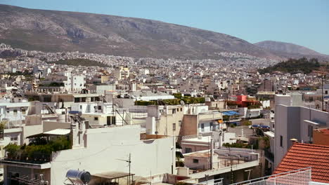 Wide-establishing-shot-of-Athens-Greece-in-sunshine