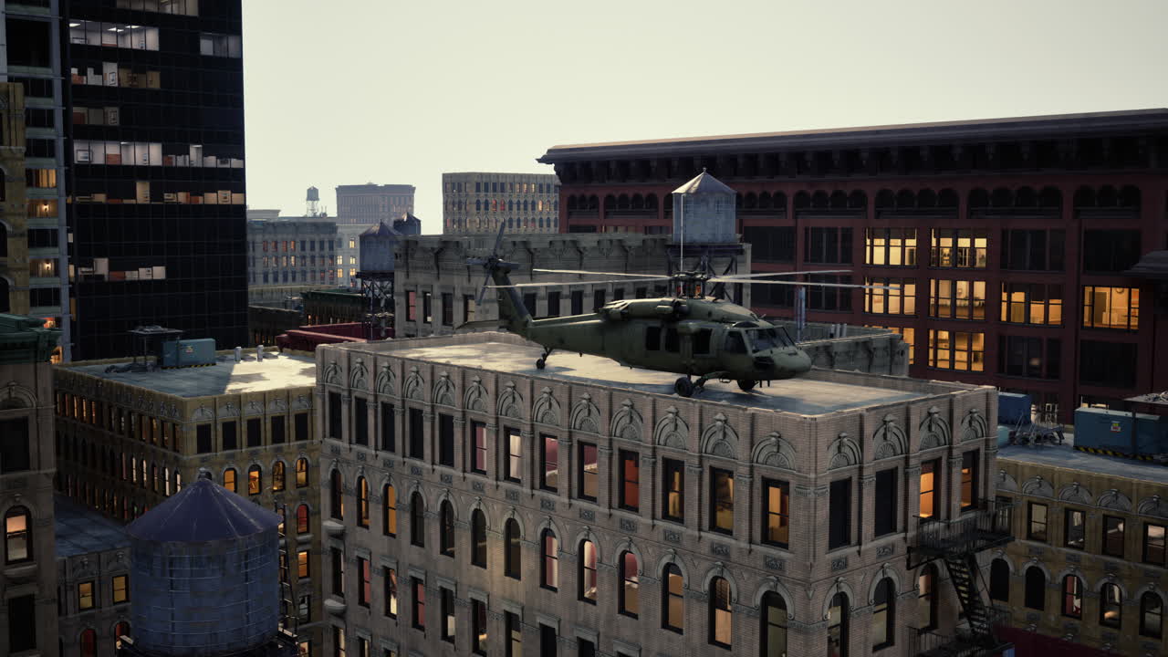 도시에 있는 검은 전쟁 헬리 ⁇ 터