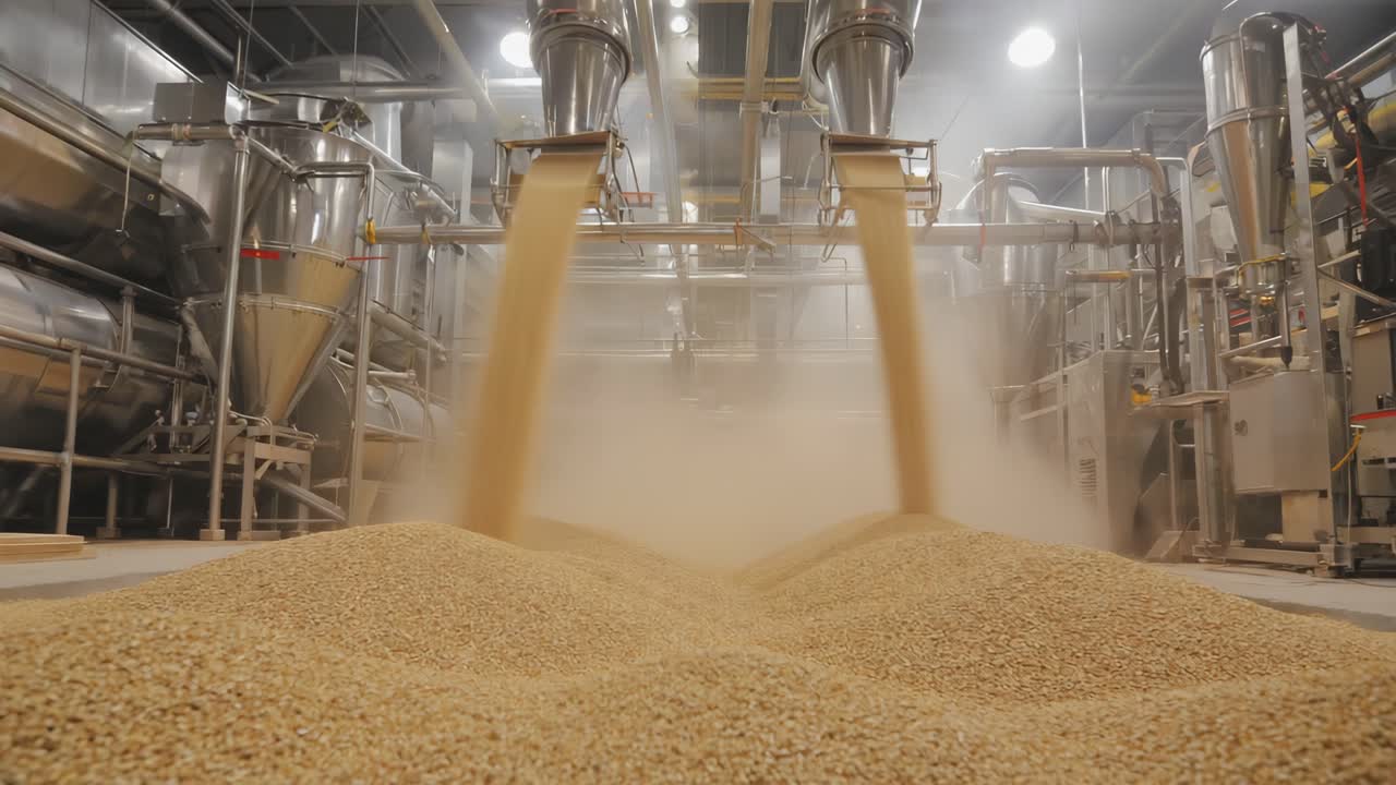 Grain processing in a modern factory