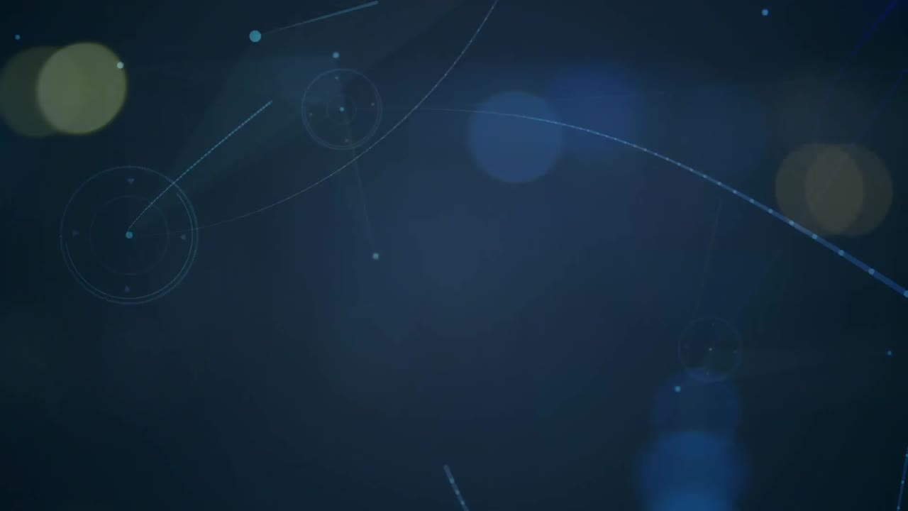 animación de la red de conexiones con luces borrosas sobre fondo negro