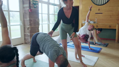 yoga class with instructor