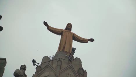 stunning footage of the temple of the sacred heart of jesus located on the summit of mount tibidabo in barcelona