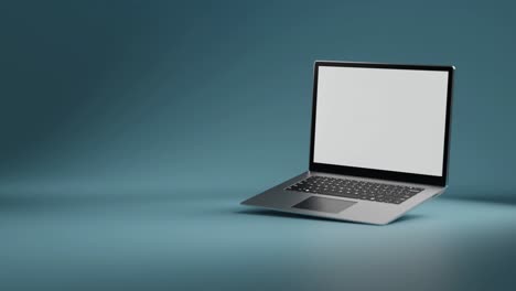 3D-render-of-open-laptop-with-white-screen-dropping-into-frame