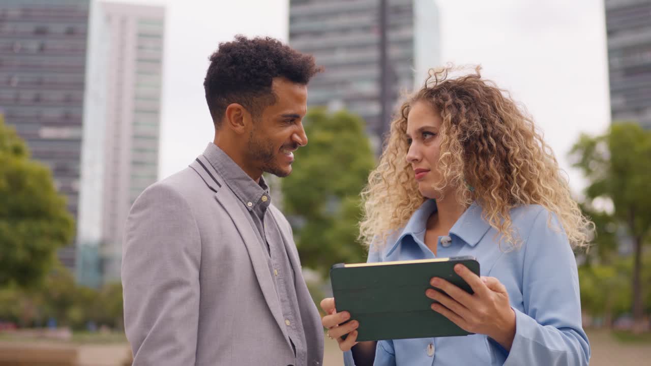 Business professionals with a tablet