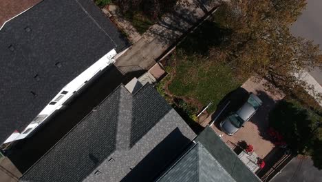 Drone-footage-looking-straight-down-over-suburban-neighbourhood-in-Toronto