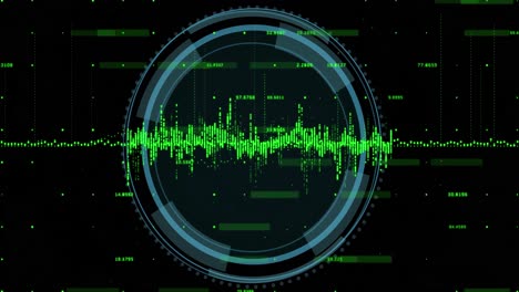 animation of graphs over data protection text and shield in circles against changing numbers