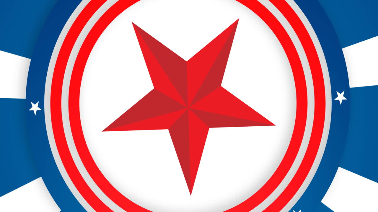 animación de la forma de una estrella sobre el patrón de la bandera estadounidense en blanco