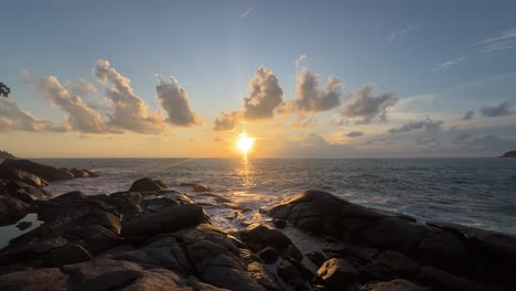 paradise island, sunset on the beach