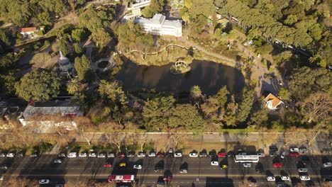 aerial view over flora and fauna of buenos aires zoo, argentina