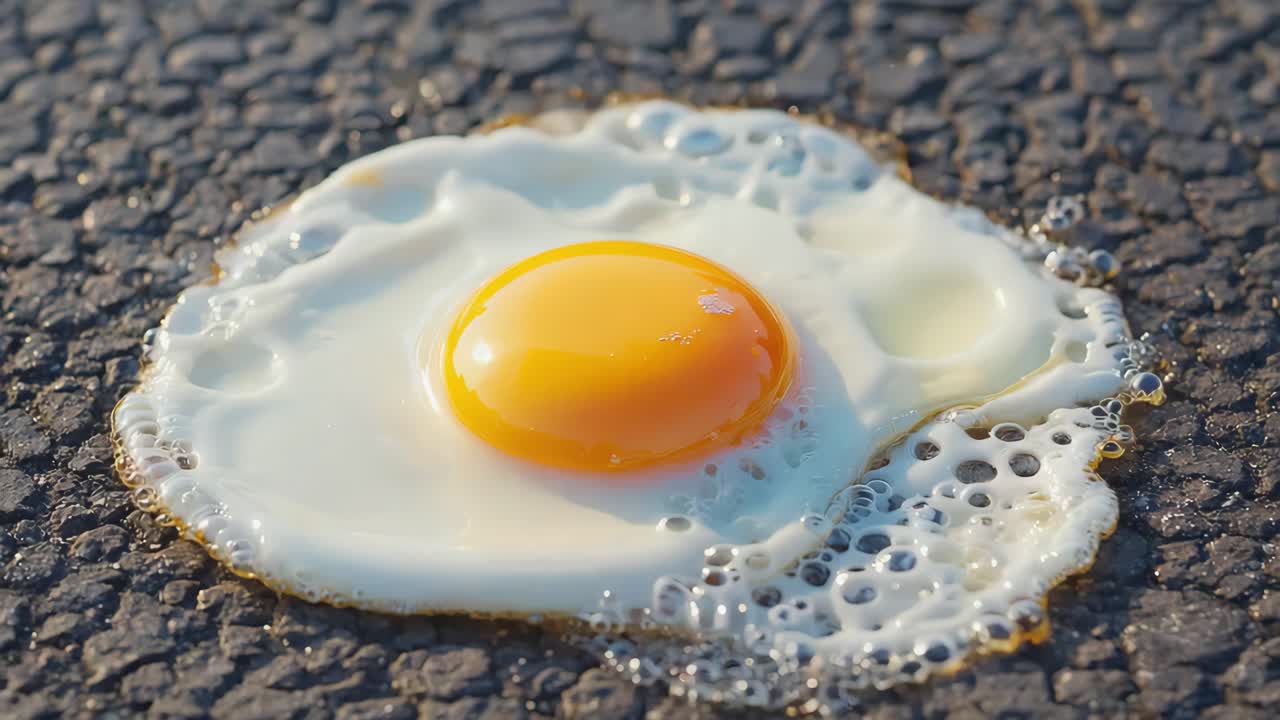 Fried egg on pavement