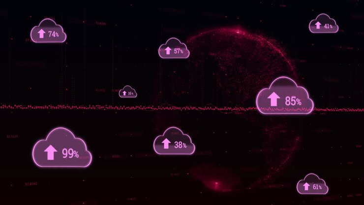Cloud icons against black background