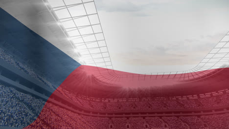 animation of waving flag of czechoslovakia over sport stadium