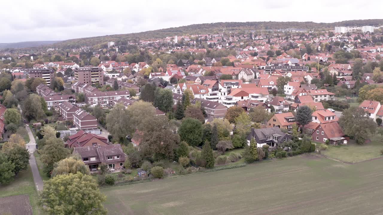 Göttingens Südstadt captured by a drone aerial shot in late autumn