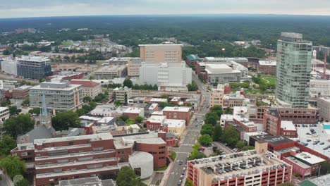 downtown durham, near raleigh nc. aerial view