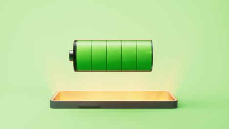 loop animation of mobile phone with battery on it, 3d rendering.